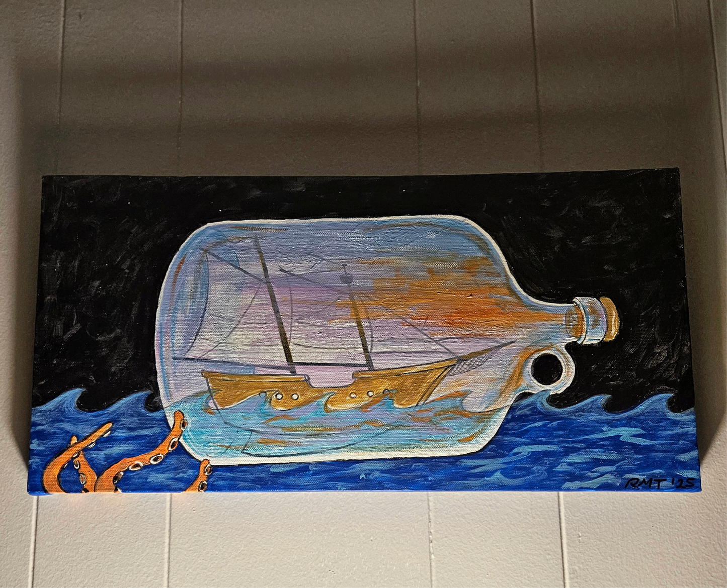 Painting - ship in a bottle