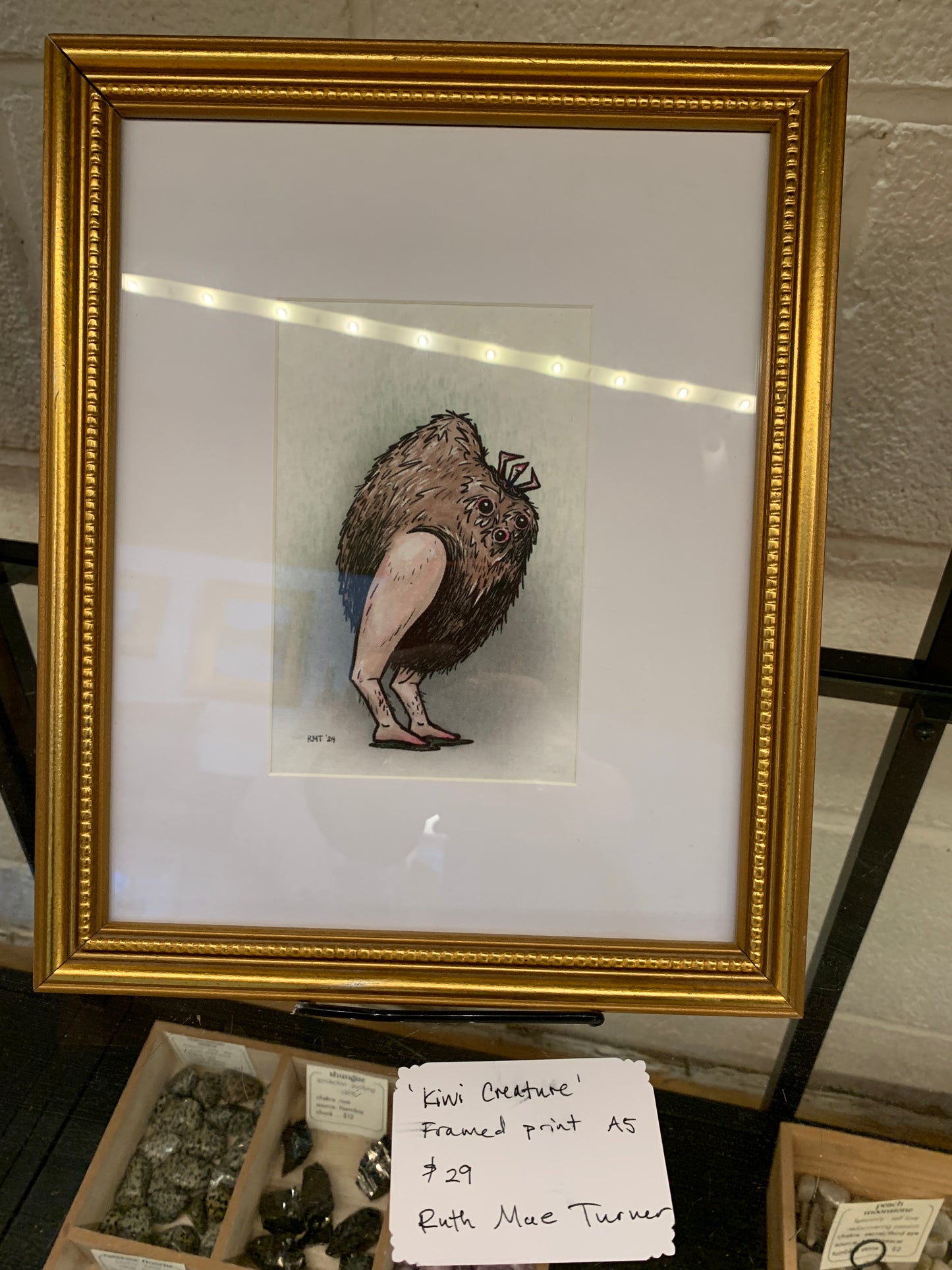 Kiwi Creature - A5 gold Framed Print