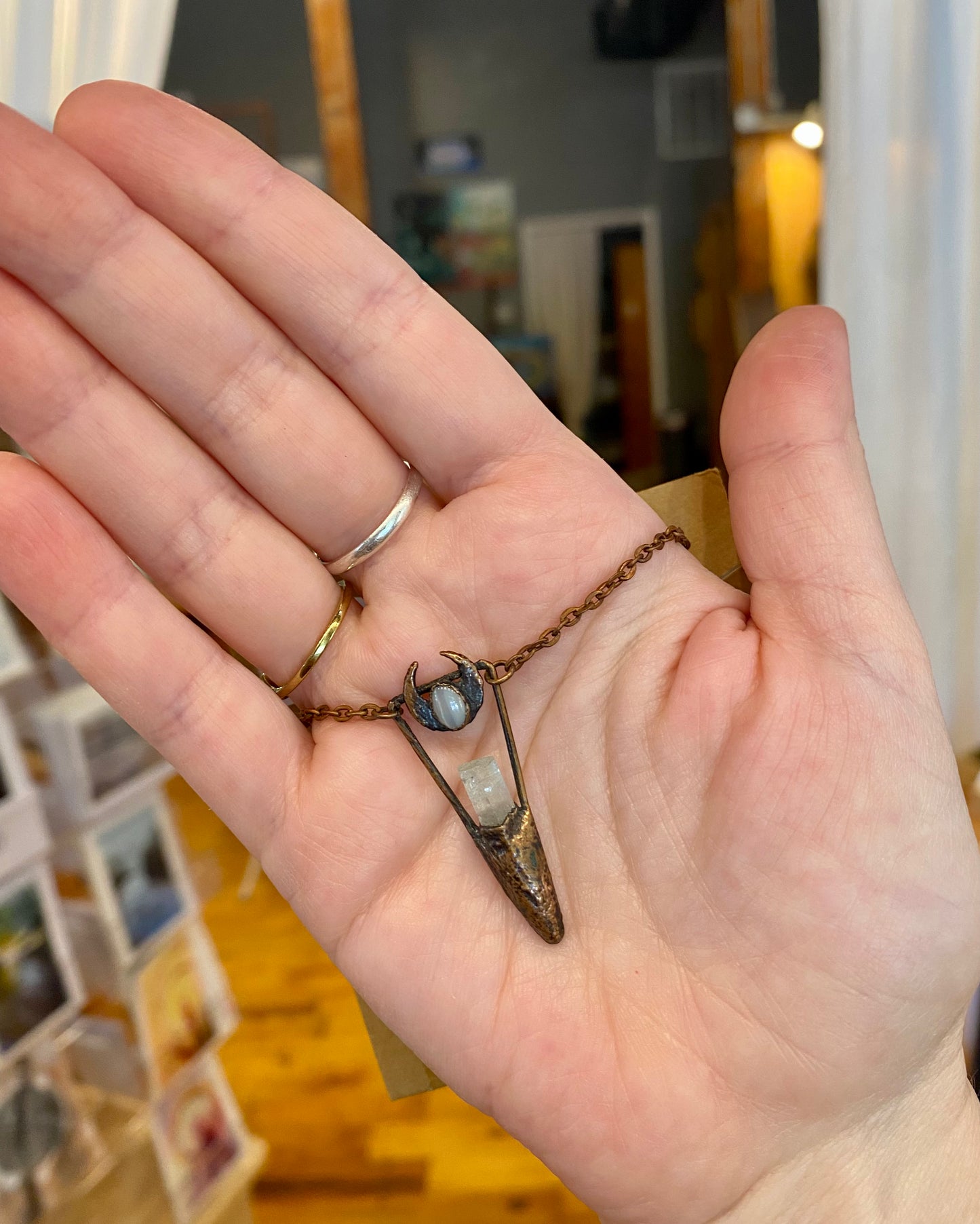 Aquamarine Framed Pendant with Opal