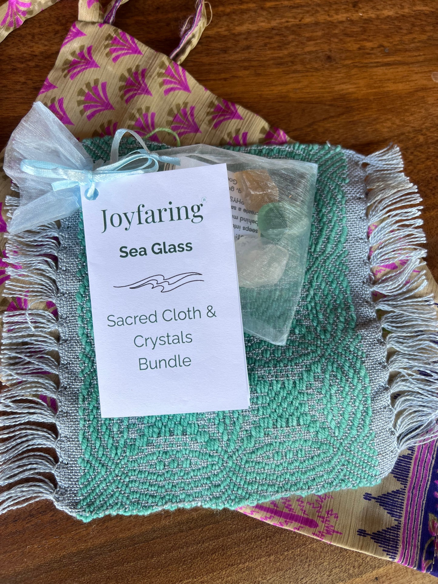 Sea Glass Handwoven Sacred Cloth & Crystal Bundle - Travel Size