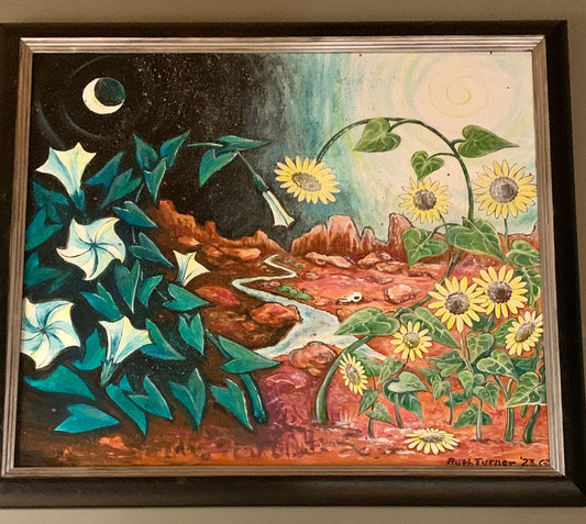 Painting - Moonflowers & Sunflowers