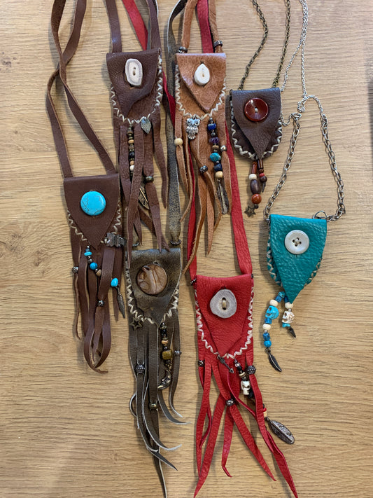 Leather Pouch Necklaces