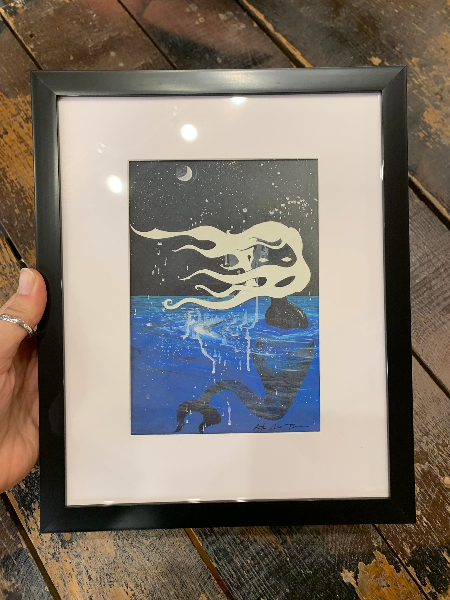 Midnight Sea Encounter (mermaid) - Framed Print