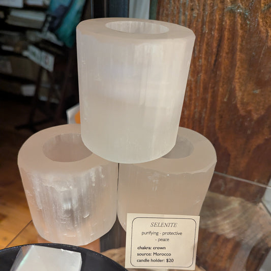 Selenite Candle Holder
